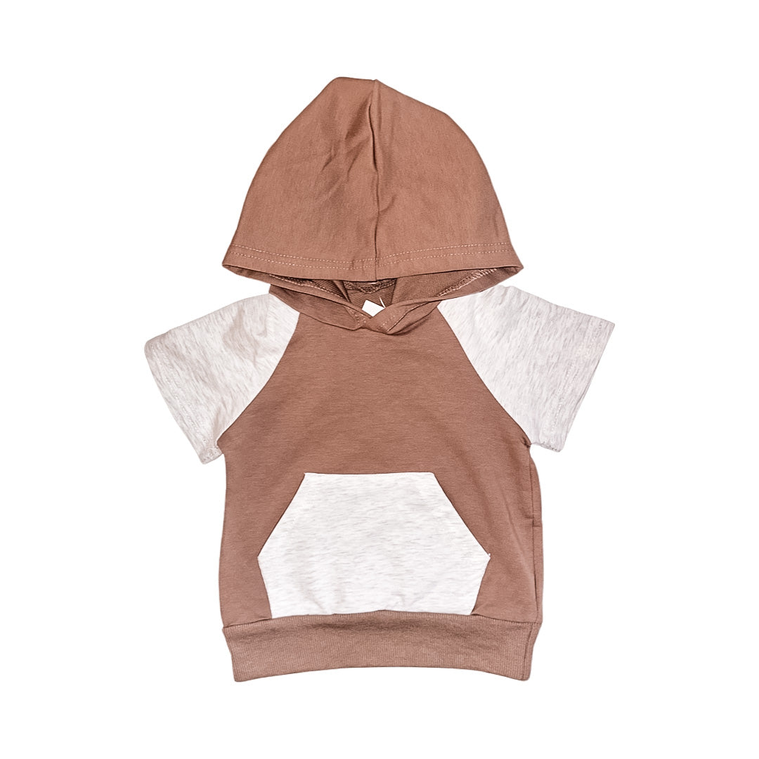 Color-block Hoodie: Tan